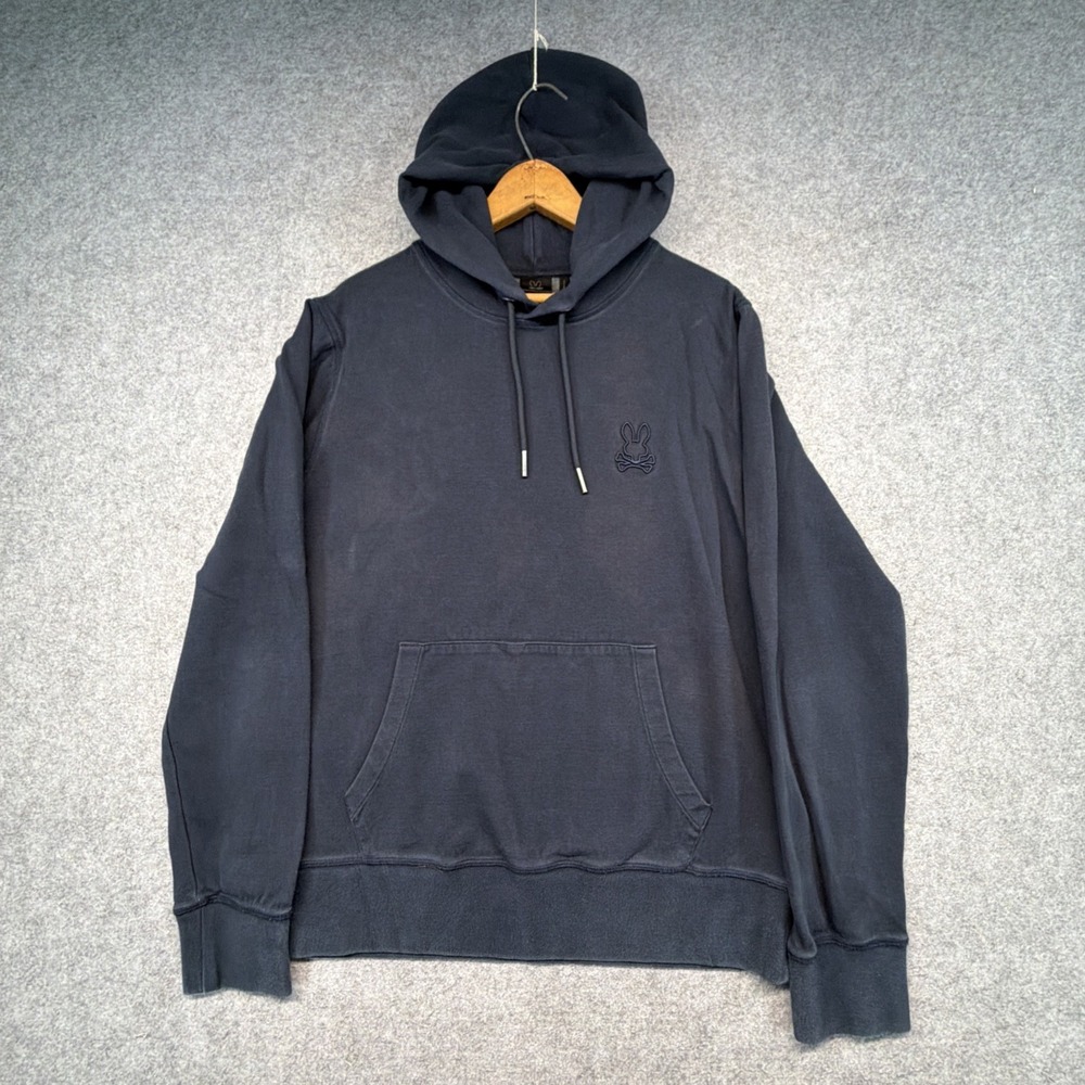 Psycho Bunny Hoodie Mens Medium Black Pullover Sweatshirt Embroidered Sweater